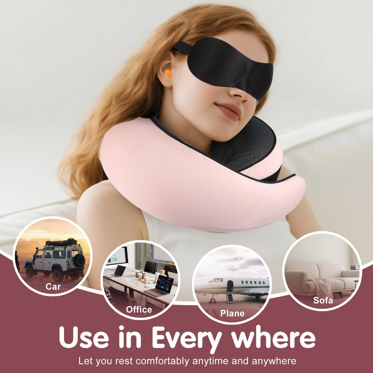 Vietora Eud travel neck pillow featuring earplug holder for quiet on the go.