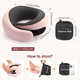Vietora Eud travel neck pillow highlights memory foam comfort and slow rebound support.