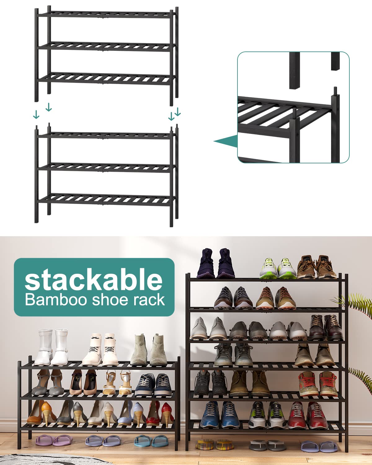 Viewcare bamboo shoe rack natural grain emphasizes eco-friendly material and warm aesthetics
