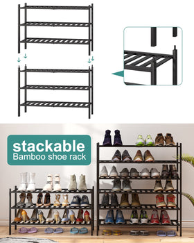 Viewcare bamboo shoe rack natural grain emphasizes eco-friendly material and warm aesthetics