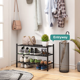 Viewcare free-standing entryway organizer keeps shoes neatly by the door.