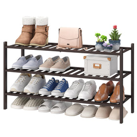 Viewcare long-shoe-rack-bamboo-wood keeps closets organized and shoes easy to find.