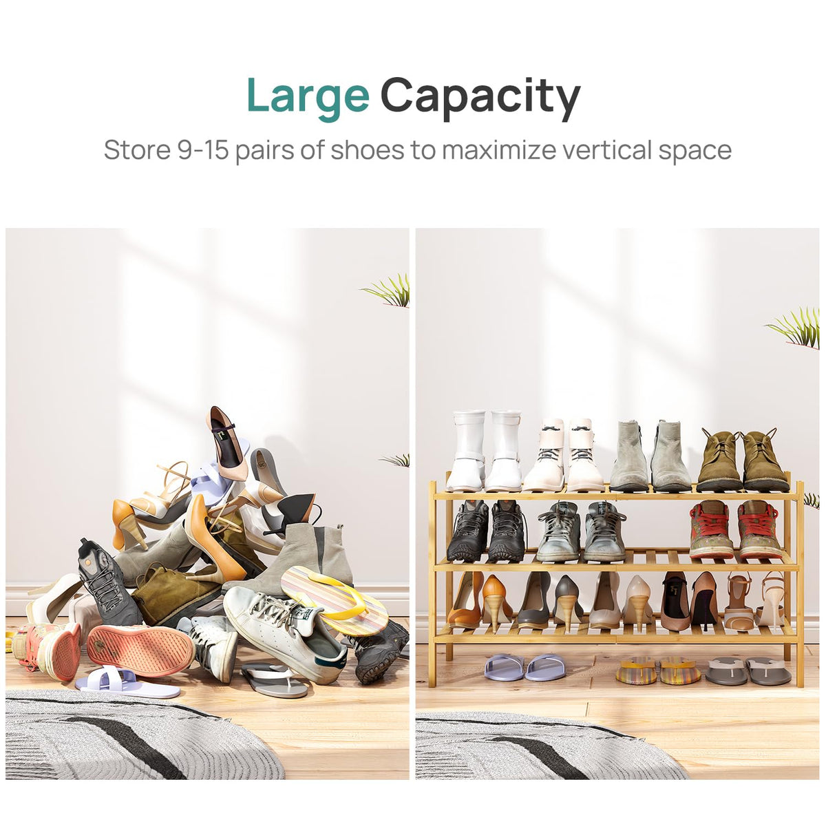 Viewcare removable tiers adapt to shoes, boots, or sandals for flexible storage.