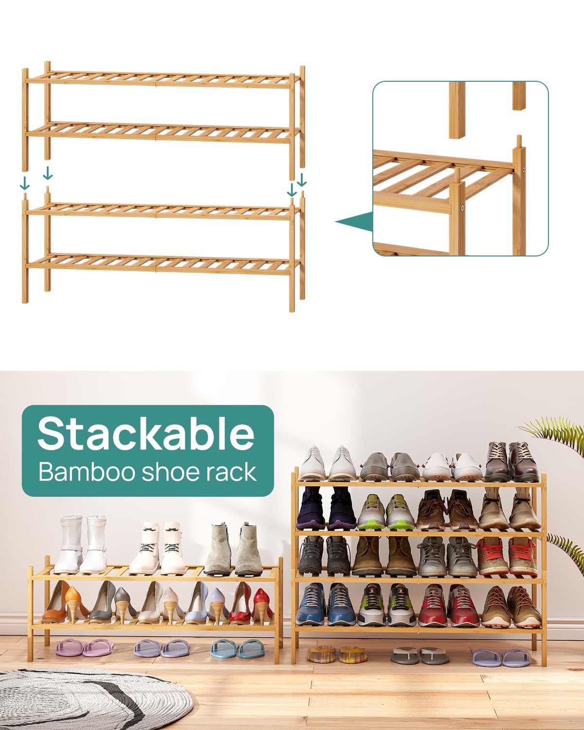 Viewcare removable-tiers design helps customize storage for different shoe sizes.