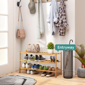 Viewcare stackable rack fits closet or entryway for neat daily footwear storage.