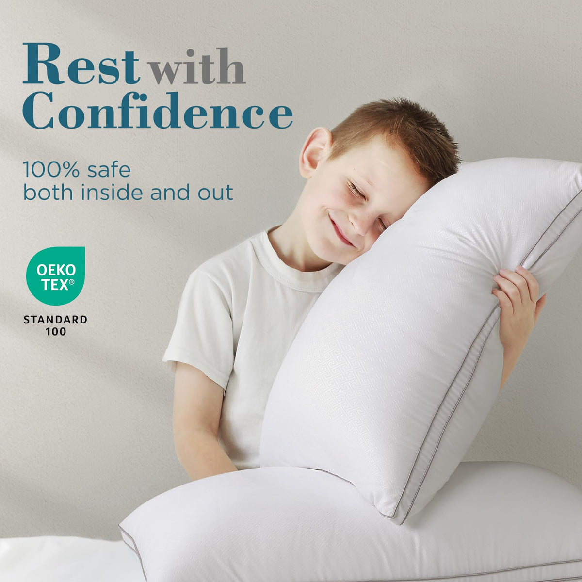Viewstar bed pillows Oeko-Tex certified tag supports safe use