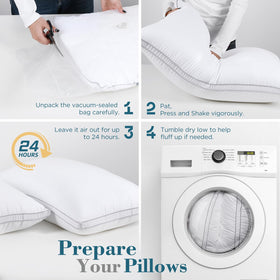 Viewstar bed pillows standard size 20x26 shown in a versatile setup