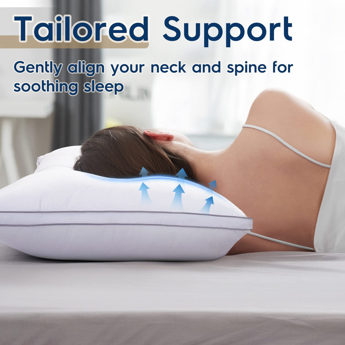 Viewstar gusseted construction detail—stability and shape retention for uninterrupted sleep