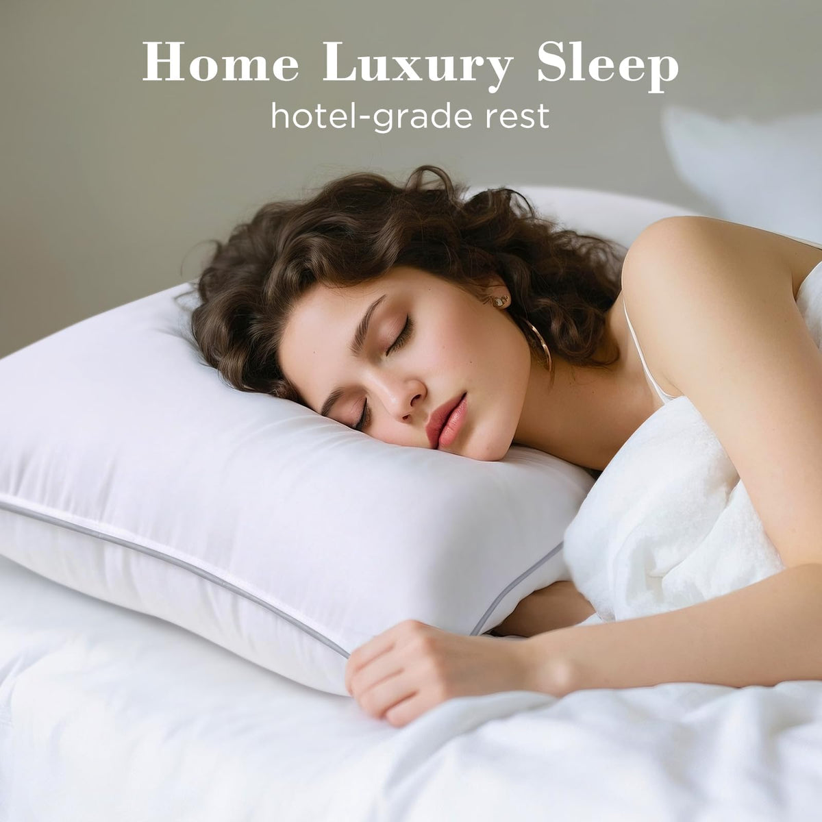 Viewstar queen pillow 2-pack dual stitching close-up highlighting durability.
