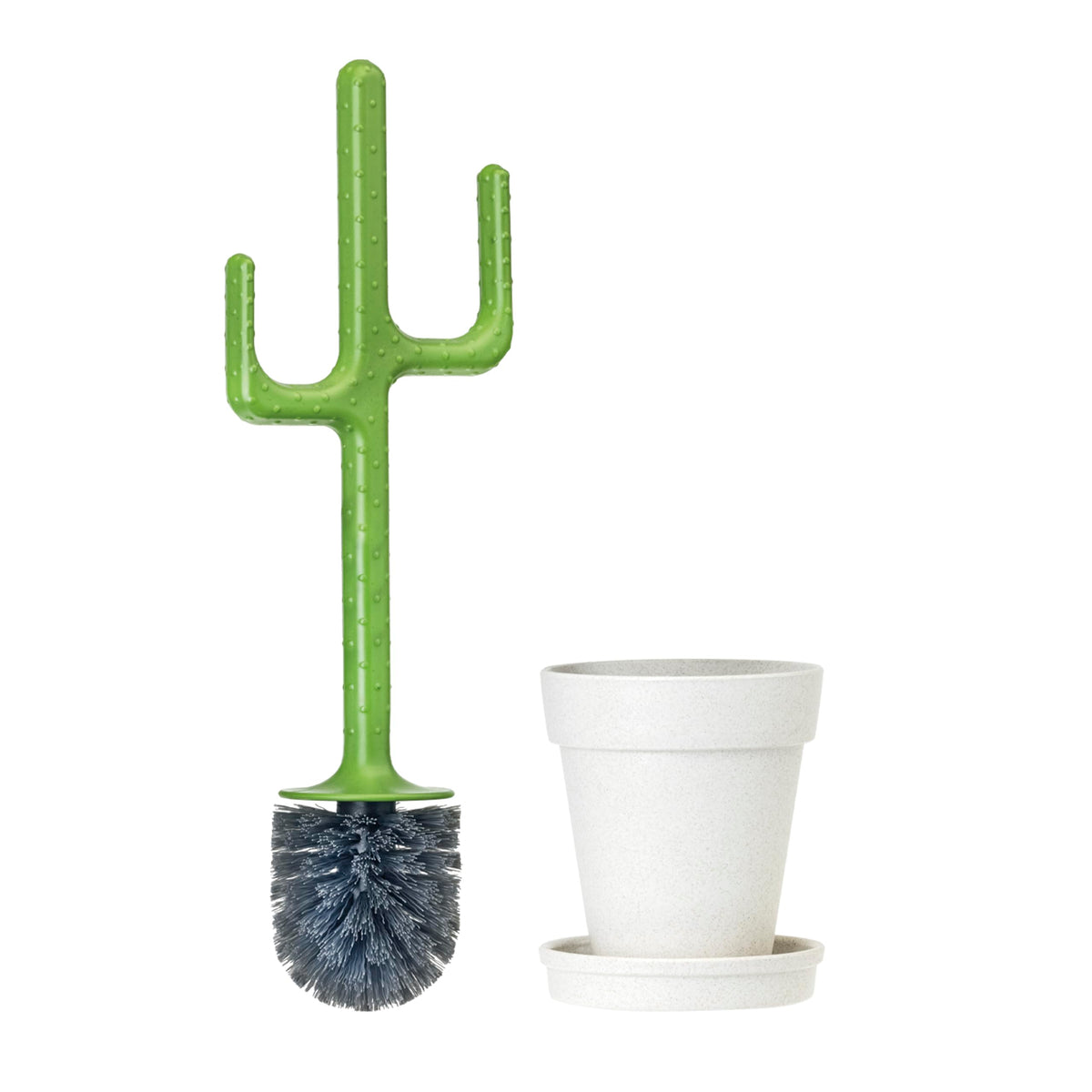 Vigar cactus toilet brush with holder adds decorative storage to the bathroom.
