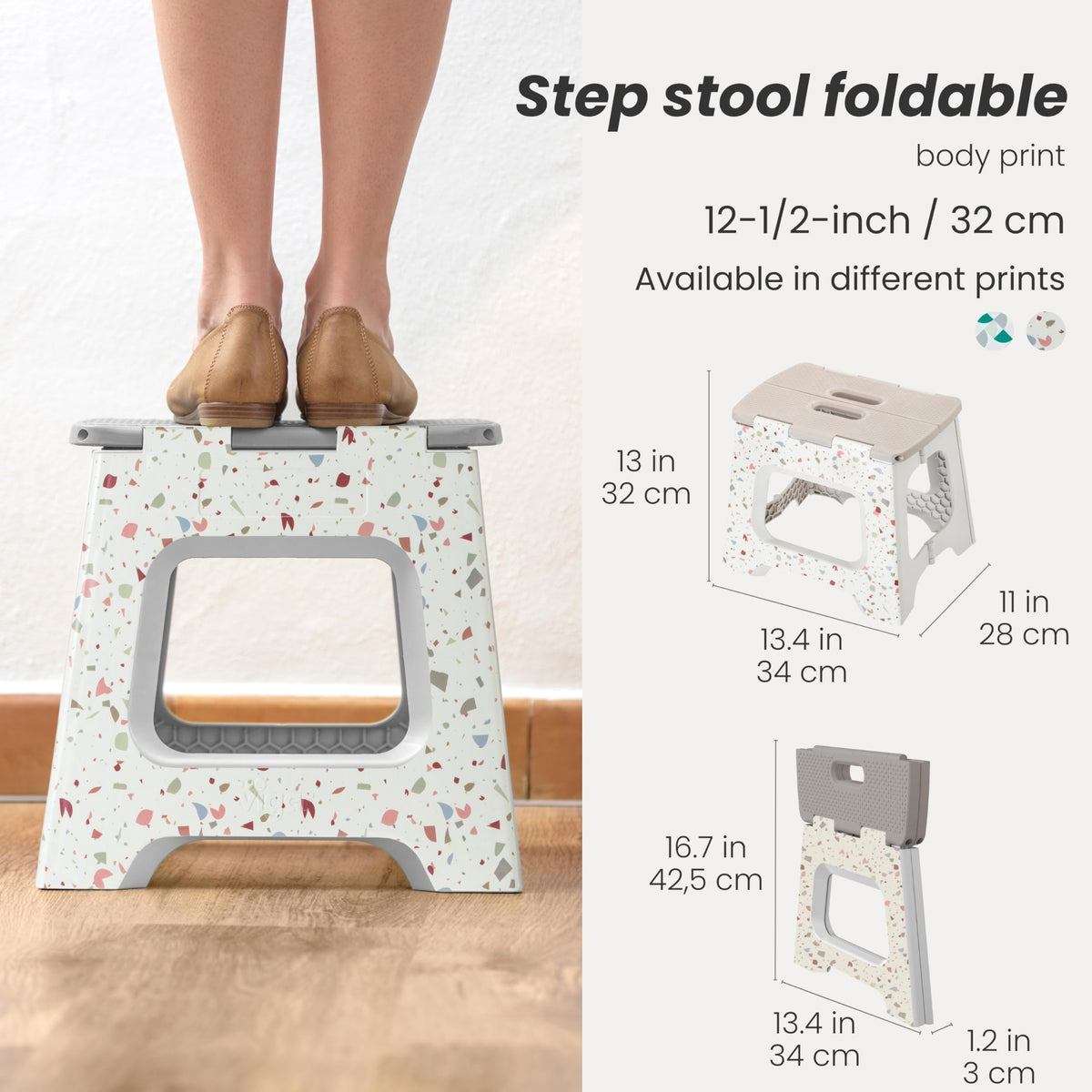 Vigar compact folding step stool with built-in handle for quick carrying
