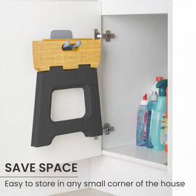 Vigar Space-saving stool fits between appliances and behind doors.