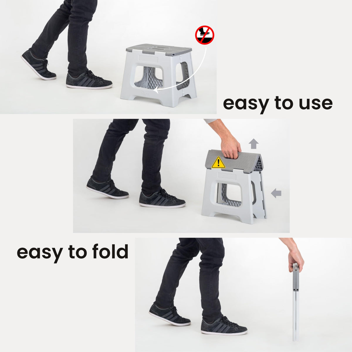 Vigar folding stool with handle, portable for moving between rooms