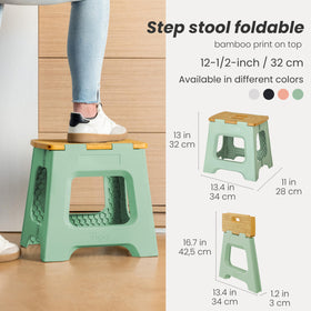 Vigar folding step stool shows textured non-slip platform for secure footing