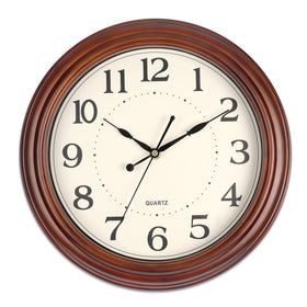 Vigorwise 12 Inch Wood Wall Clock with beige face offering easy readability from across the room.