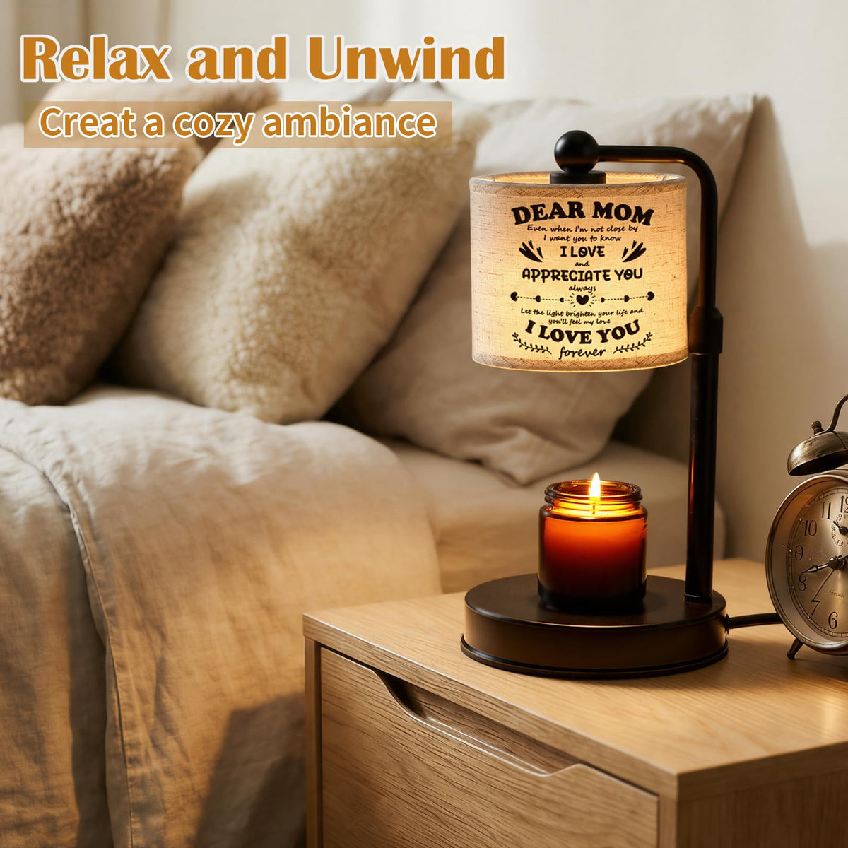 VIHOSE candle-friendly lamp demonstrated with warm glow for cozy evenings