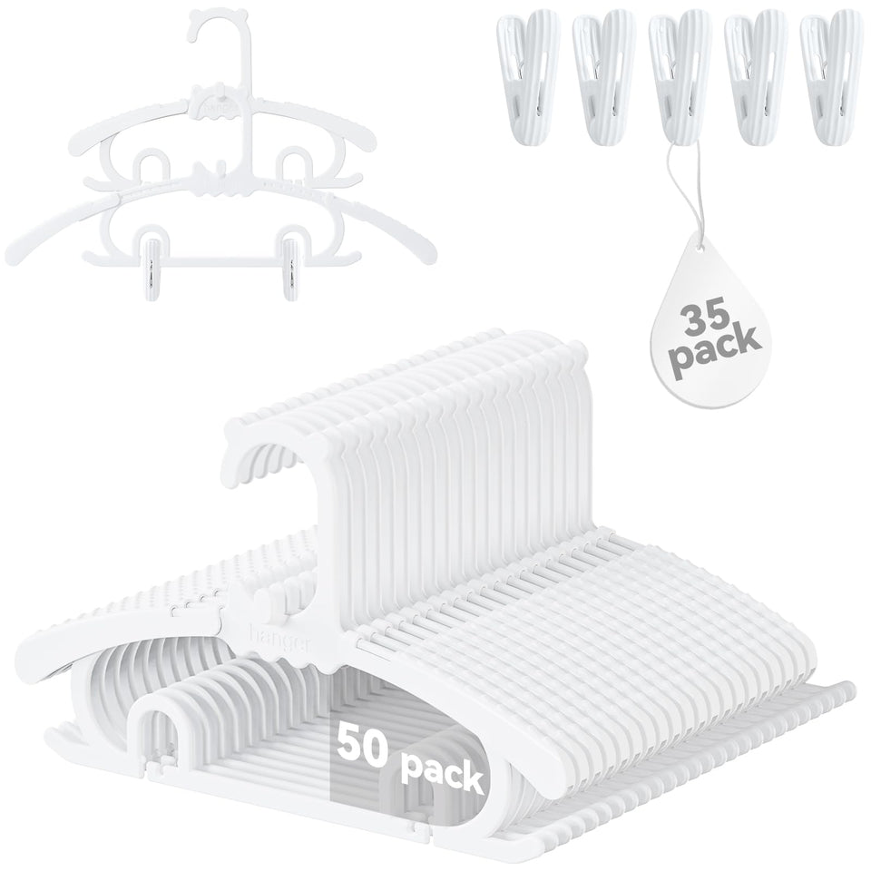 VIIBASE 50-pack baby hangers organize nursery clothing efficiently.