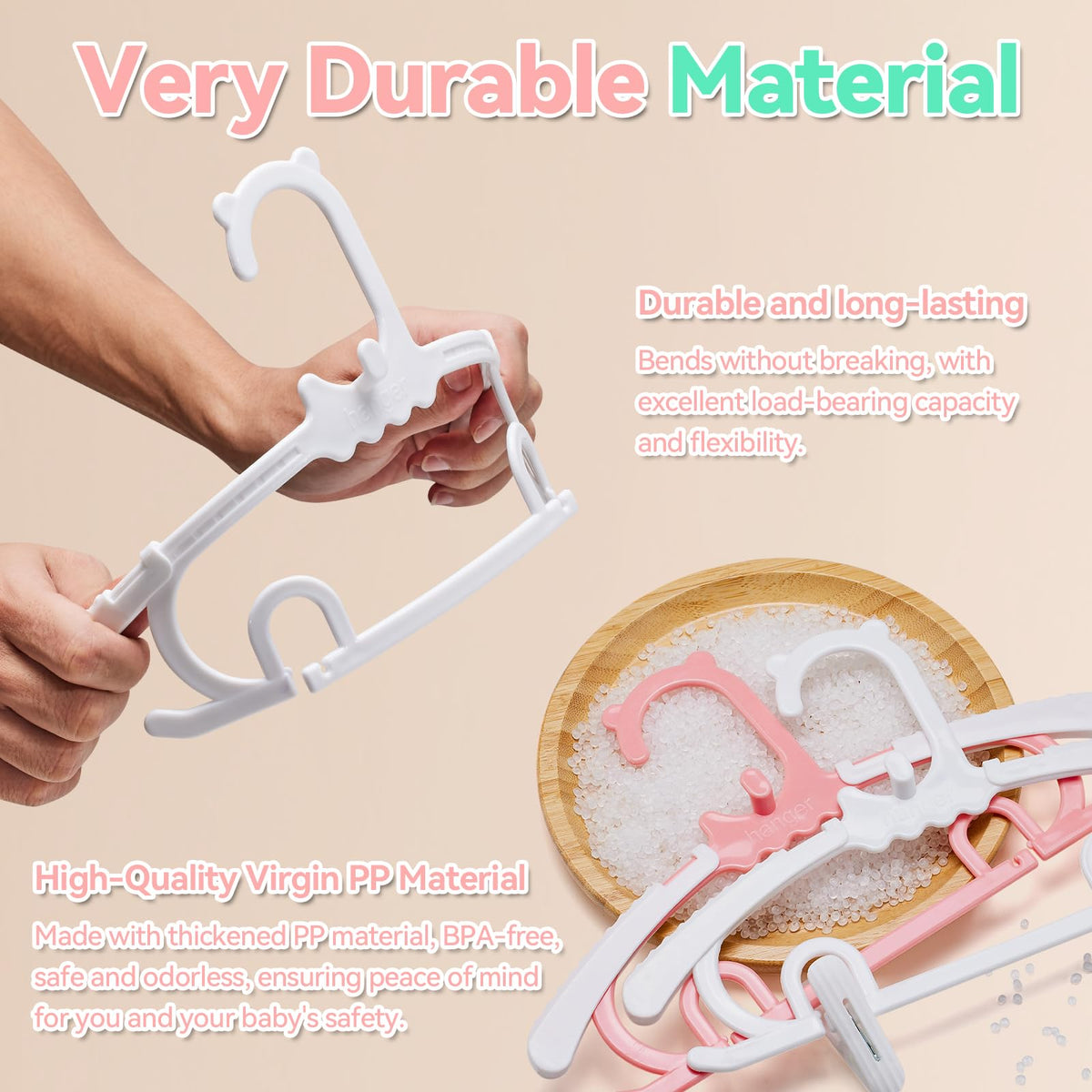VIIBASE sturdy plastic hangers endure daily use and washing.