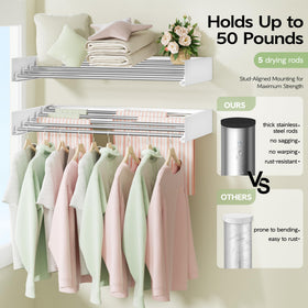 Vikaqi five stainless steel rods provide sturdy drying capacity up to 40 lbs