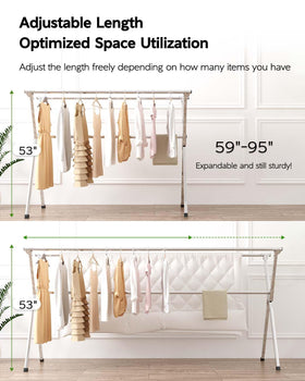 Vikaqi drying rack indoors provides space for organized year-round laundry.