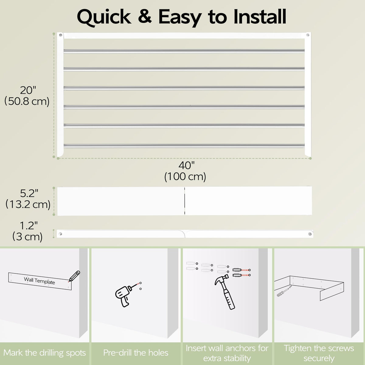 Vikaqi 60lbs capacity rack ideal for towels, shirts, and more