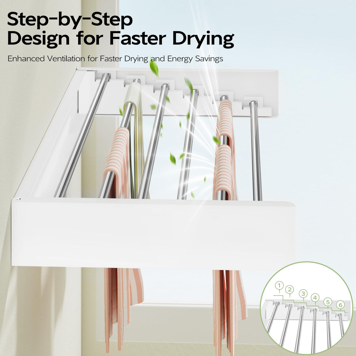 Vikaqi space-saving laundry rack in small rooms for air-drying