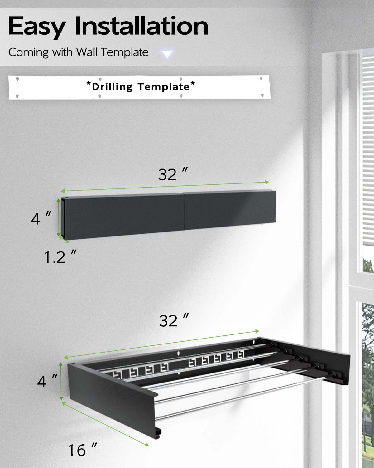 Vikaqi sleek black finish drying rack enhances laundry area aesthetics