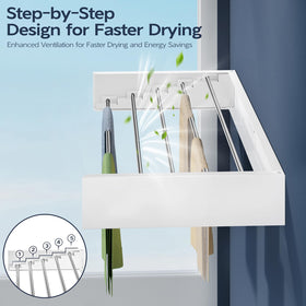 Vikaqi rack with towels air-drying, preserving fabric and saving energy
