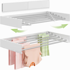 Vikaqi wall-mounted drying rack extended for efficient indoor clothes air-drying