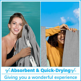 Vikumond lightweight towel blanket folded in a bag for travel and outdoor fun.