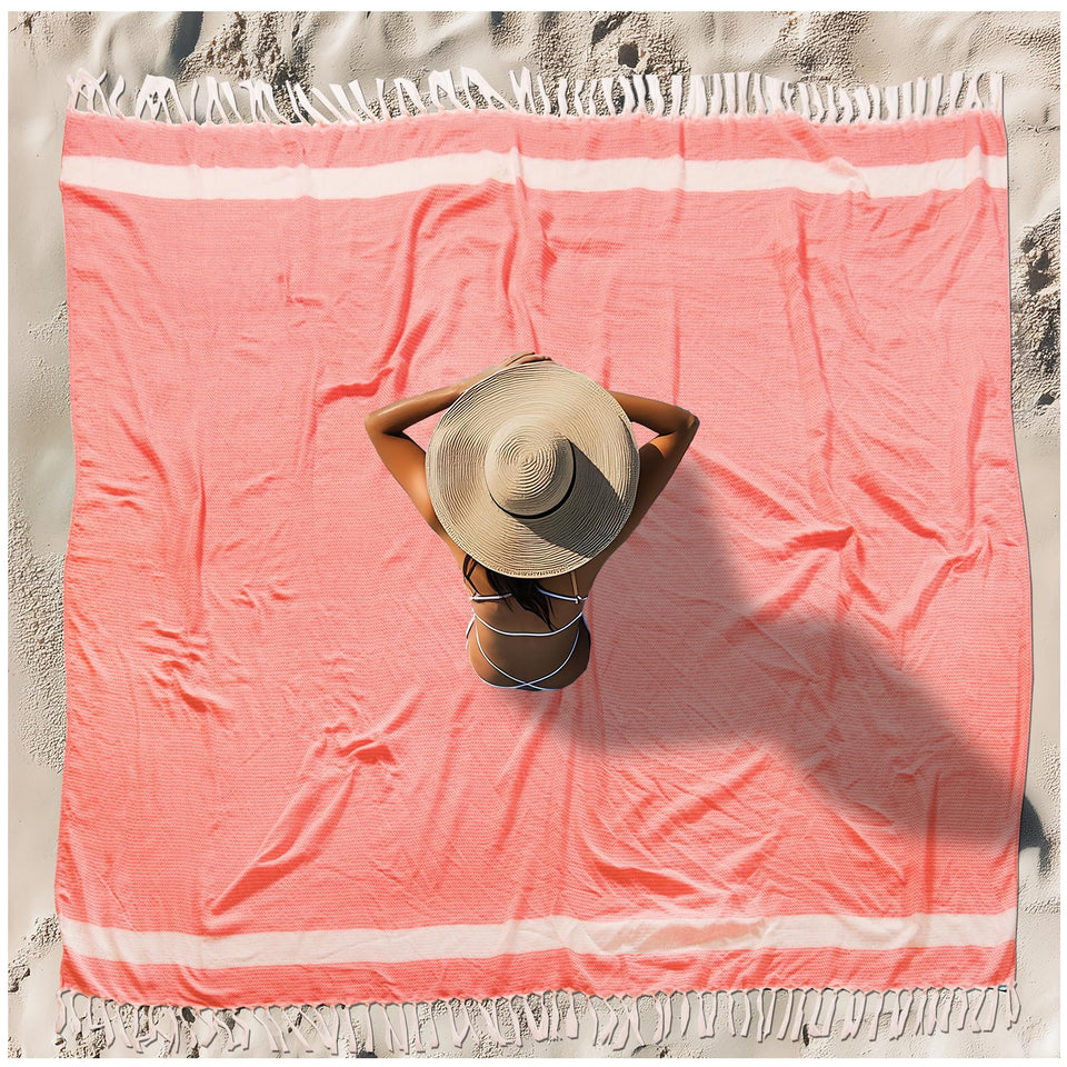 Vikumond oversized Turkish beach towel blanket XXL for family lounging and beach days.