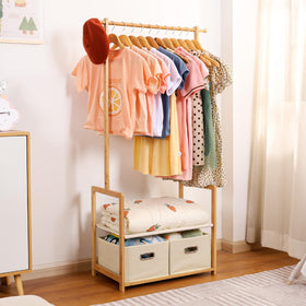 Vilaxing bamboo rack offers a natural look for playrooms.