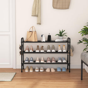 VILICK 3-Tier Shoe Rack in a dorm room keeps footwear organized.