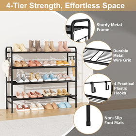 VILICK 4-Tier Shoe Rack removable shelves allow tall boots and boxes to fit