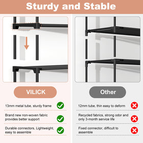 VILICK 5 Tier Shoe Rack assembly process shown for quick setup.