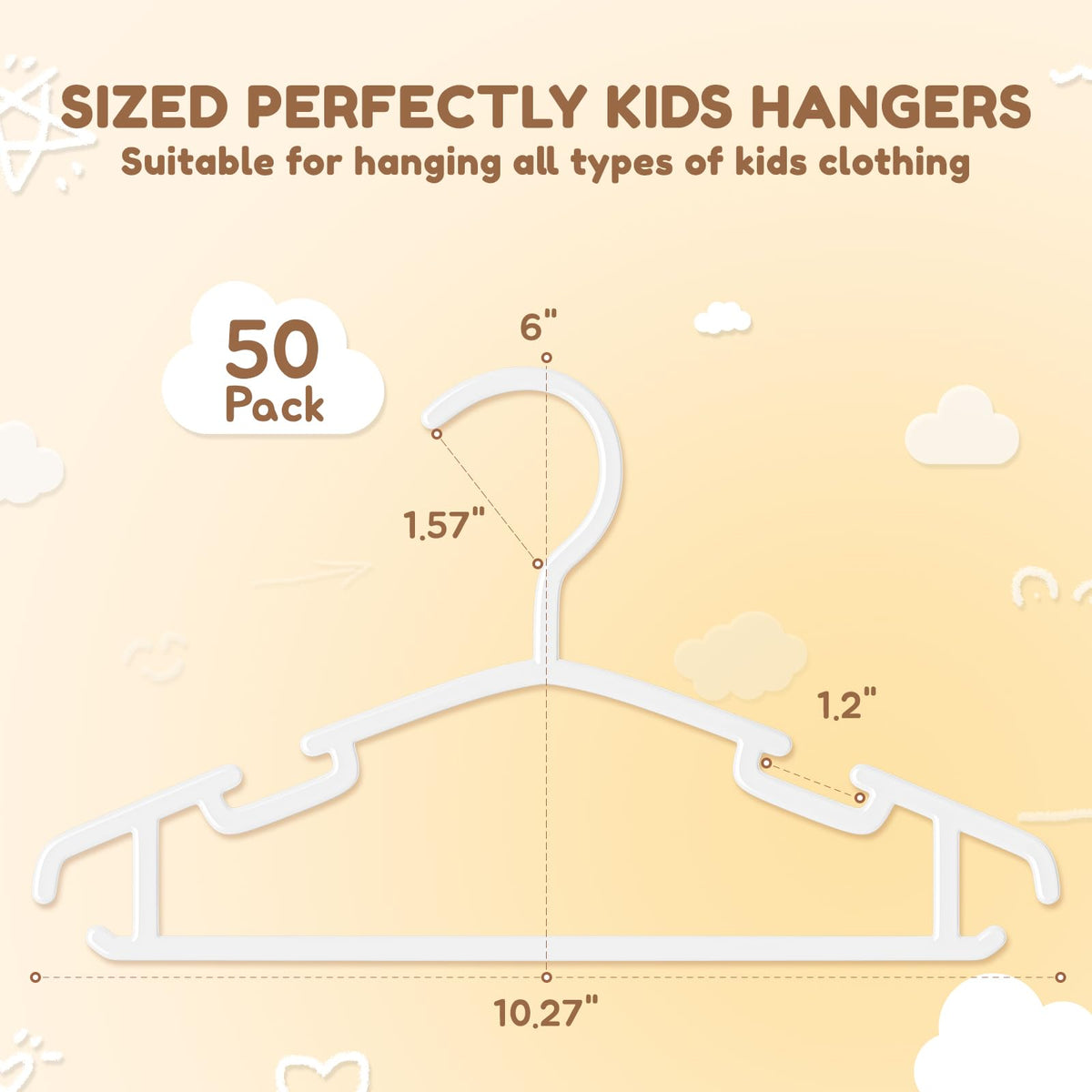 VILICK non-slip kid hangers with shoulder grooves prevent slipping on toddler shirts.