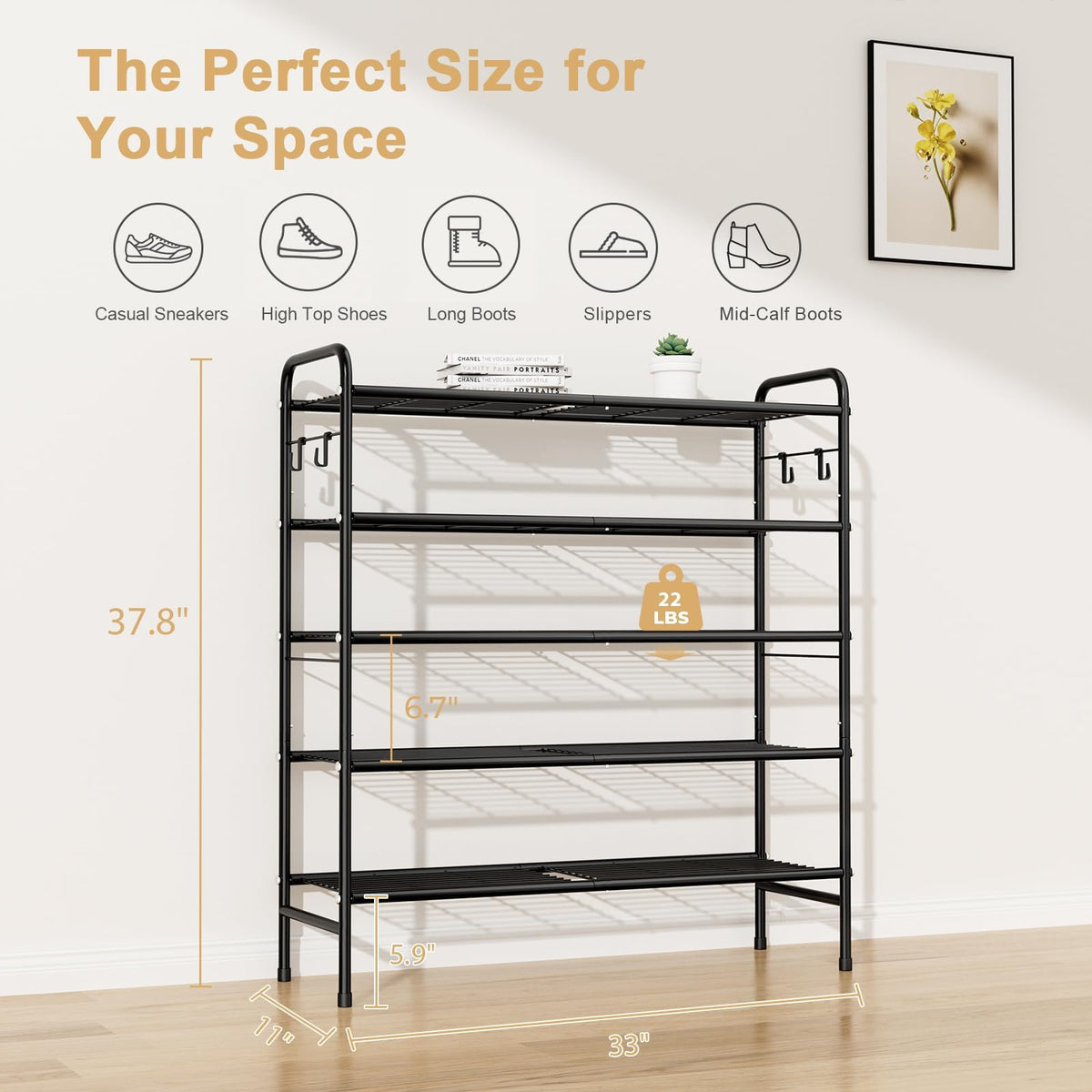 VILICK removable shelves enable space for tall boots