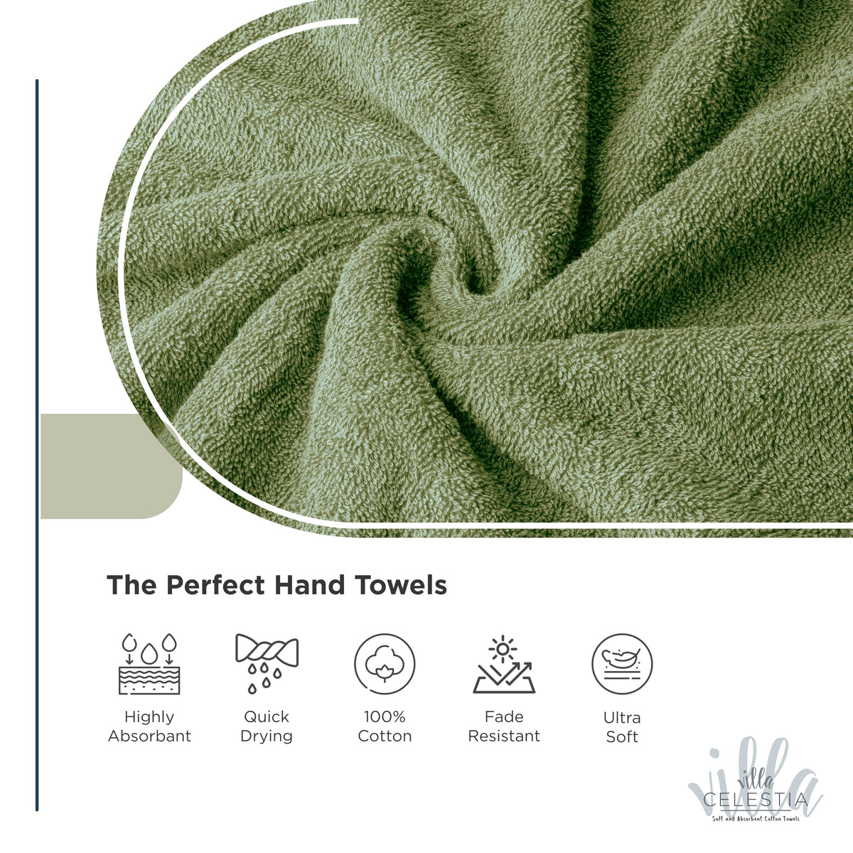 Villa Celestia washcloths folded-clean demonstrates compact storage and quick-drying performance.