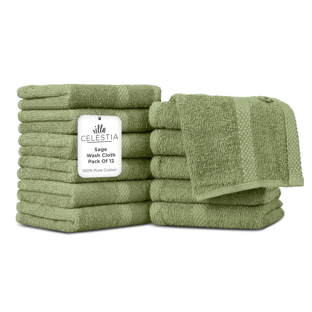 Villa Celestia washcloths texture-closeup highlights smooth, gentle surface for facial cleansing.