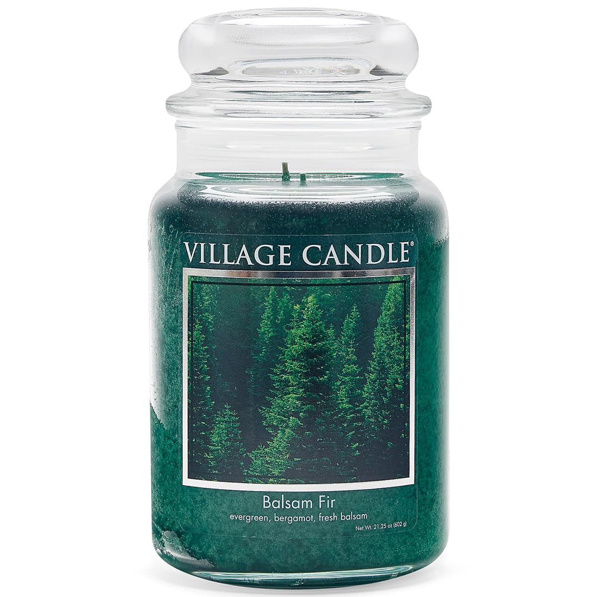 Village Candle Balsam Fir apothecary jar shows a long-lasting fragrance for holidays