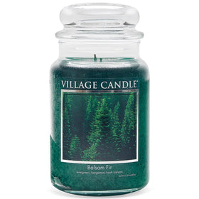 Village Candle Balsam Fir apothecary jar shows a long-lasting fragrance for holidays