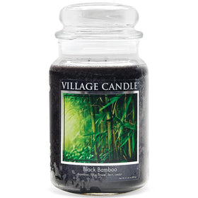 Village Candle Black Bamboo jar front view, creates a bold focal point and cozy ambiance.
