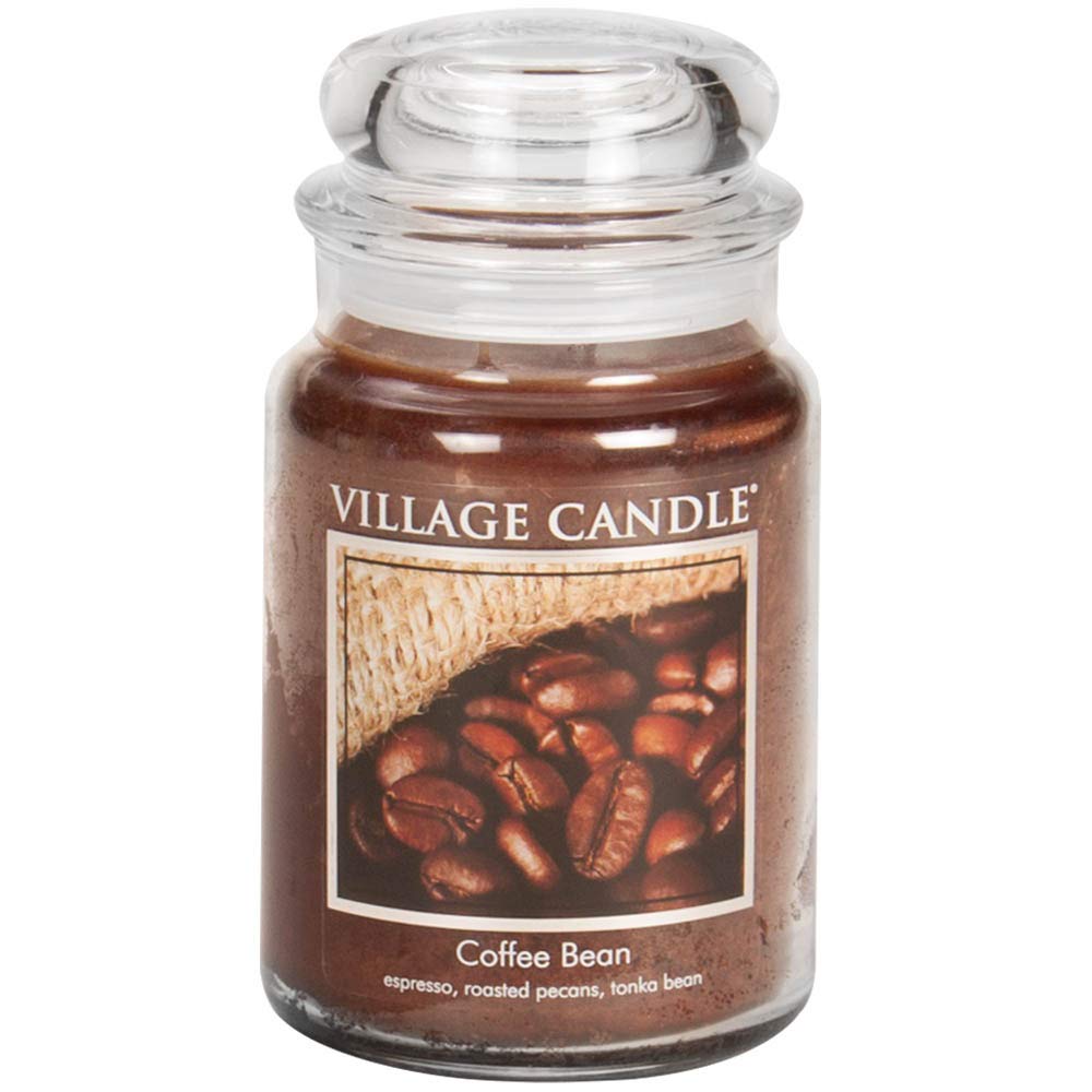 Village Candle Coffee Bean glass jar with robust espresso scent for cozy spaces.