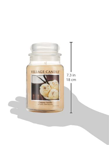 Village Candle Creamy Vanilla jar label highlighting American craftsmanship