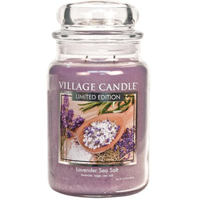 Village Candle Lavender Sea Salt large jar front view for calming ambience