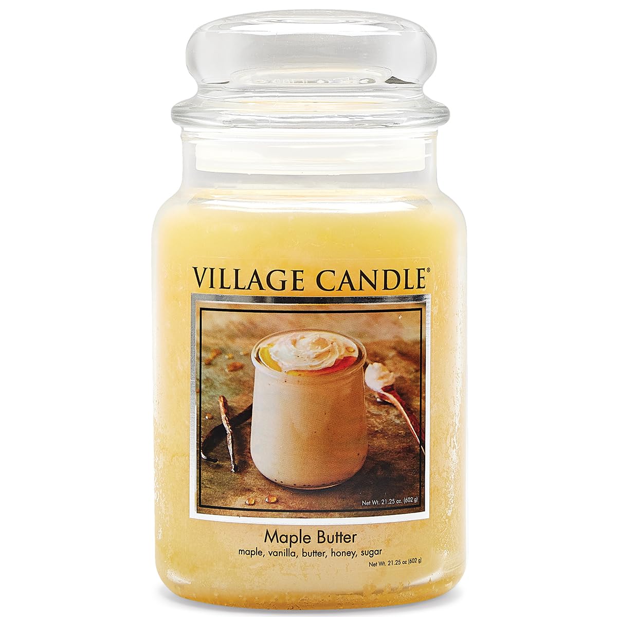 Village Candle Maple Butter large jar front view enhances cozy spaces