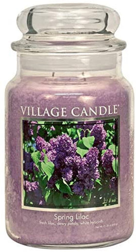 Village Candle Spring Lilac apothecary jar with vibrant purple glass and long-lasting fragrance