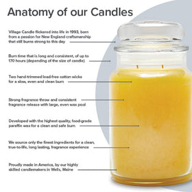 Village Candle Tropical Getaway fragrance note close-up shows crushed pineapple and coconut hints.
