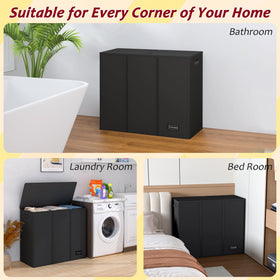 Vincona 195L hamper in a bedroom setting with lid in place.