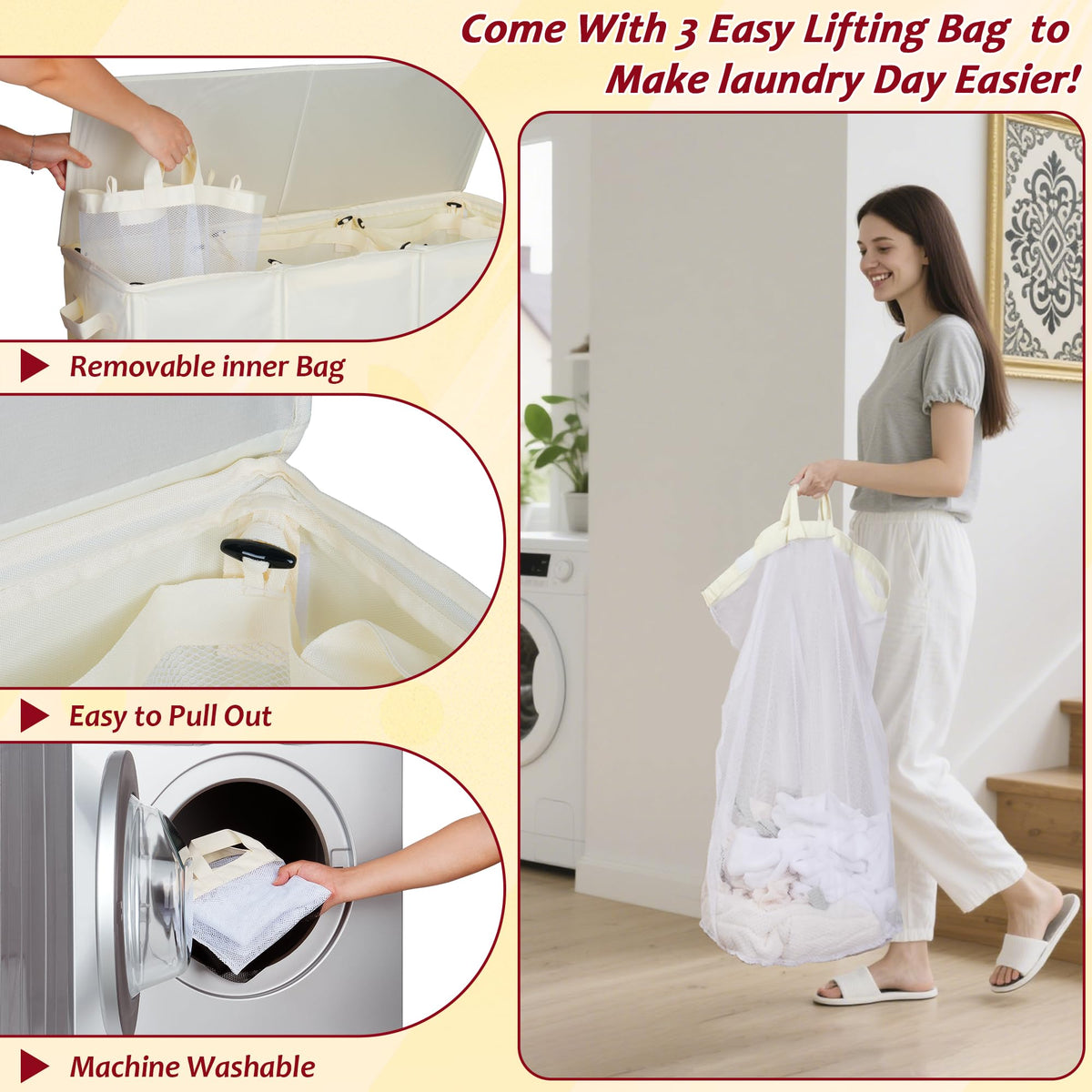 Vincona 195L hamper folded flat for compact storage.